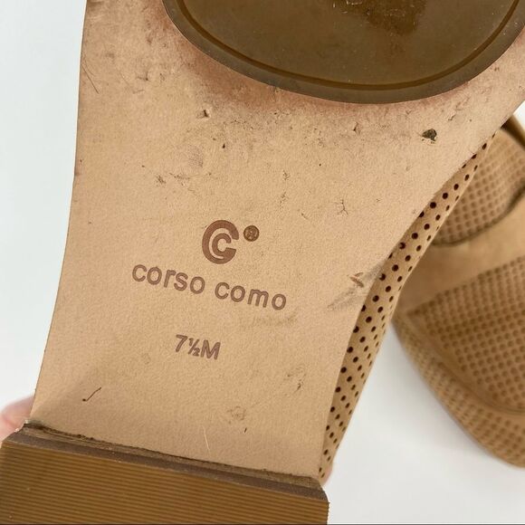 Corso Como Carlynee Tan Leather Slip On Perforated Casual Loafers 7.5 - Picture 14 of 16